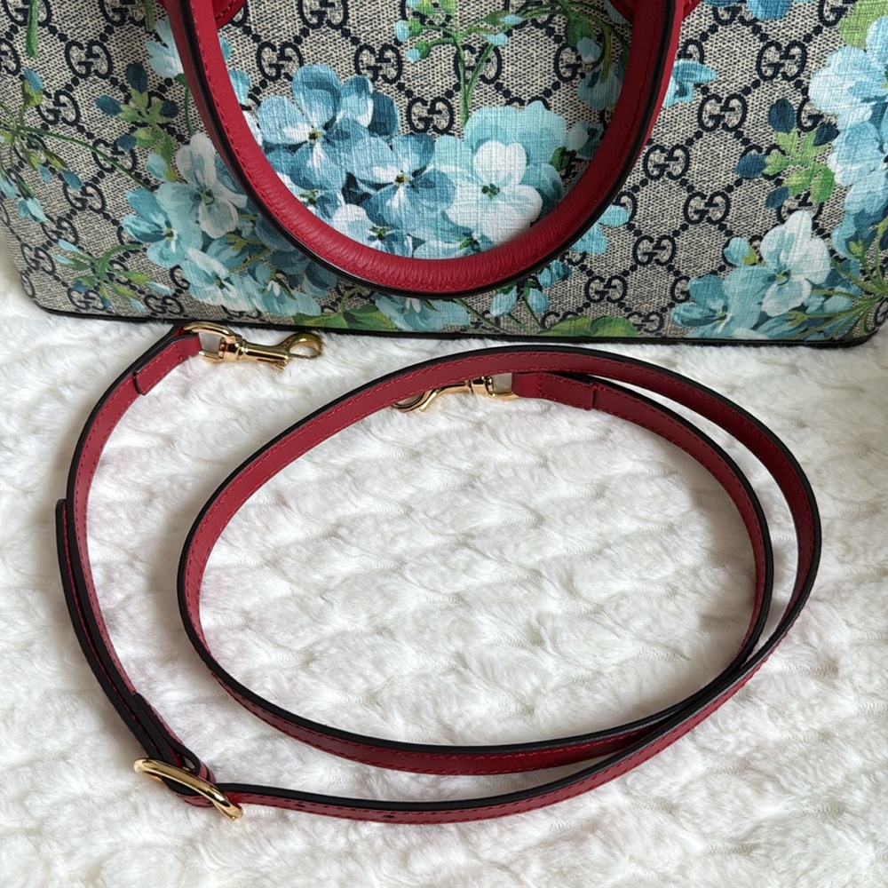 Gucci Blooms GG Floral Supreme Canvas Leather Handbag-546316-Authentic-NWT - Picture 9 of 16